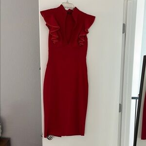 Elegant Red Ruffle Dress